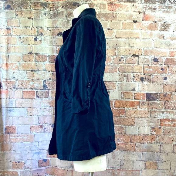Miss LiLi Trench Coat Midi Black Sz Medium - Picture 4 of 14